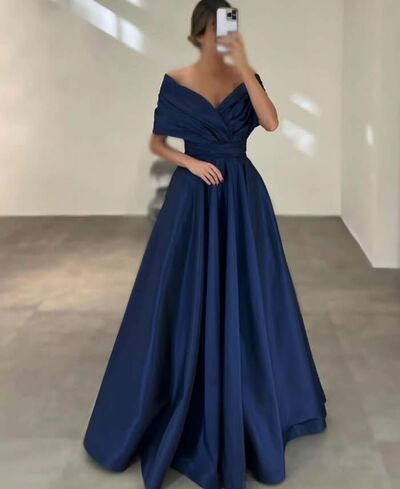 Blue Ball Gown Simple Prom Dress Evening Gowns