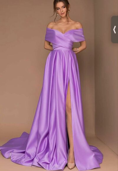 Light Purple A Line Off the Shoulder Prom Dress Evening Gowns