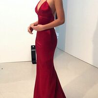 Simple Red Sheath Prom Dress Formal Dress Evening Gowns - Thumbnail 5