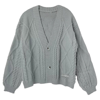 Gray Cardigan TTPD Patch Chunky Cable Knit TS Taylor Swift Cardigan - Thumbnail 2