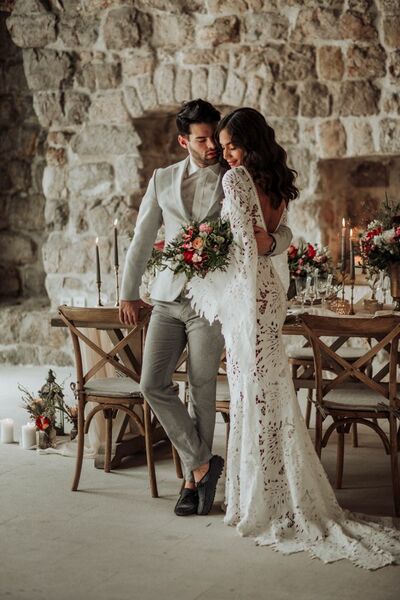 Sexy Sheath Wedding Dress, Lace Bridal Dress Wedding Gown