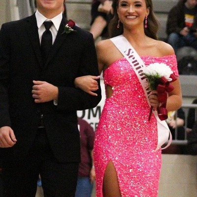 Charming one shoulder hot pink sequins long mermaid prom dresses with slit ,pd231144