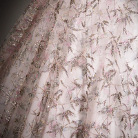 Pink Tulle Long Prom Dress, A-Line Off the Shoulder Party Dress - Thumbnail 4