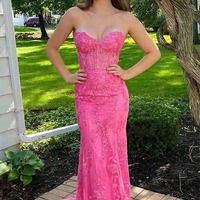 Cute Sweetheart Lace Mermaid  Prom Dresses with Cross Back,PD231155 - Thumbnail 2
