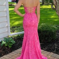 Cute Sweetheart Lace Mermaid  Prom Dresses with Cross Back,PD231155 - Thumbnail 3