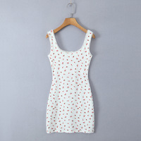Small fresh cherry strawberry print slim knitted dress - Thumbnail 4