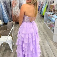 Cute  Sweetheart Lavender Chiffon Tiered A Line Prom Dress,PD231158 - Thumbnail 1