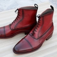 Crafted Leather Classic Men Shoes Genuine Leather Ankle High Dress Boot - Thumbnail 1