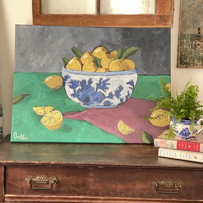 “life & lemons” no.01 original acrylic 18in x24 in painting 