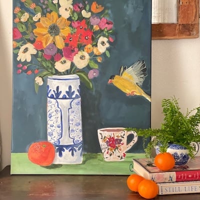 “the joy of living” original acrylic 18in x24 in painting 