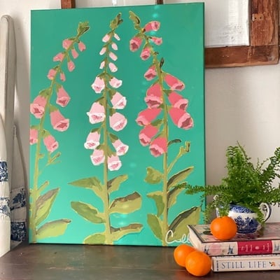 “blush & bashful” original acrylic 18in x24 in painting 