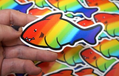 Rainbow Shark Sticker