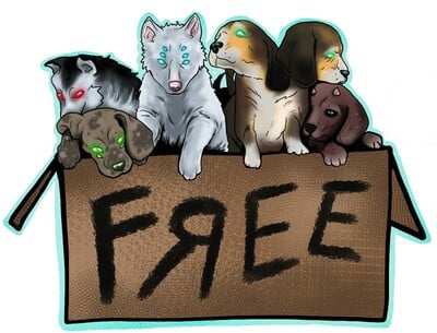 Heck Hoond Puppies in box sticker