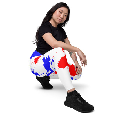Red White Blue Splatter Leggings with pockets