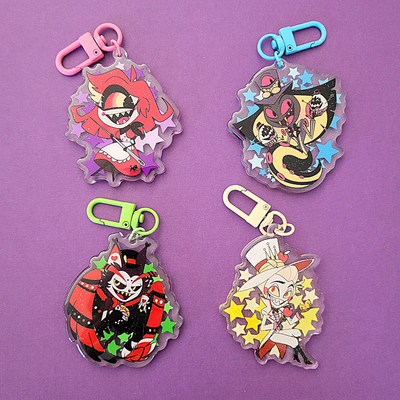 Hazbin hotel chibi stars acrylic keychains - set 2