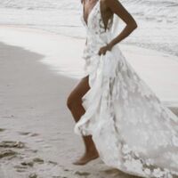 Sexy Deep V-neck Wedding Dress, Sparkle Bling Tulle Bridal Dress Wedding Gown - Thumbnail 2