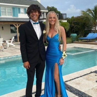 Cute v neck blue satin slit mermaid prom dress,pd231169