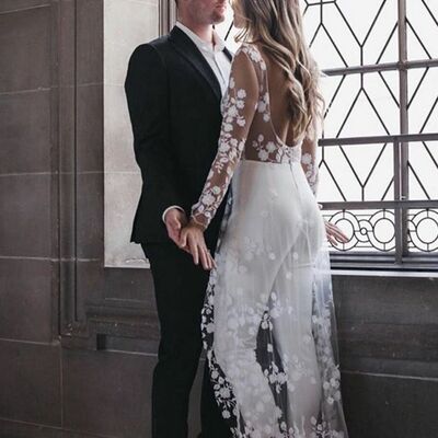 Elegant wedding jumpsuit, lace jumpsuit pants