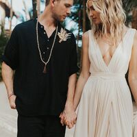 Simple Wedding Dress, V-neck Chiffon Bridal Dress - Thumbnail 2