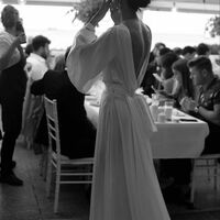 Simple V-neck Sexy Wedding Dress, Long Chiffon Bridal Dress - Thumbnail 2