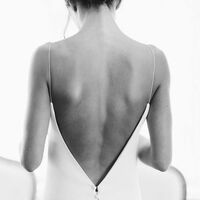 Simple V-neck Sexy Wedding Dress, Sheath Satin Bridal Dress - Thumbnail 2