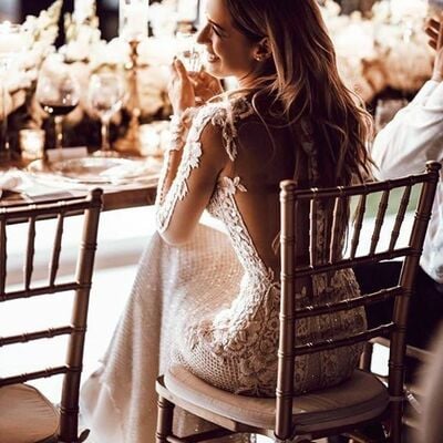 Sexy mermaid v-neck wedding dress, appliques tulle bridal dress wedding gown