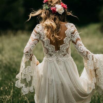 Sexy a-line wedding dress, lace bridal dress wedding gown