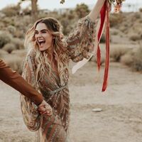 Sexy Boho Sheath Wedding Dress, Bohemian Champagne Beads Bridal Dress Wedding Gown - Thumbnail 2