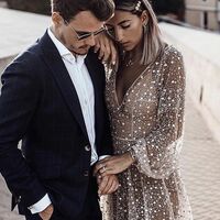  Sexy Luxury Sparkle Wedding Dress, Champagne Beads Bridal Dress Wedding Gown - Thumbnail 1