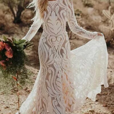 Mermaid wedding dress, lace bridal dress wedding gown