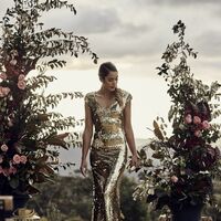 Sexy Golden Wedding Dress, Sequins Lace Bridal Dress Wedding Gown - Thumbnail 1