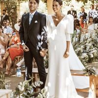 Simple Sheath Wedding Dress, Satin Bridal Dress Wedding Gown - Thumbnail 1