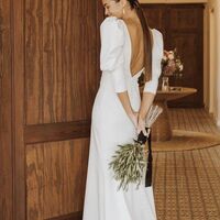 Simple Sheath Wedding Dress, Satin Bridal Dress Wedding Gown - Thumbnail 2