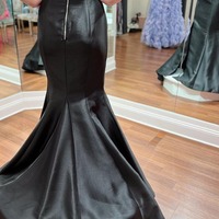 Mermaid Black Strapless Satin Prom Dress with Slit ,PD231190 - Thumbnail 1
