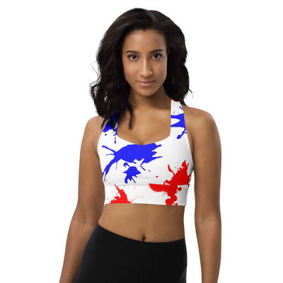 Red white blue longline sports bra