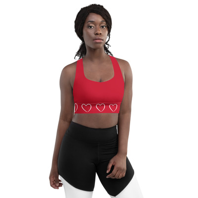 Single heart longline sports bra