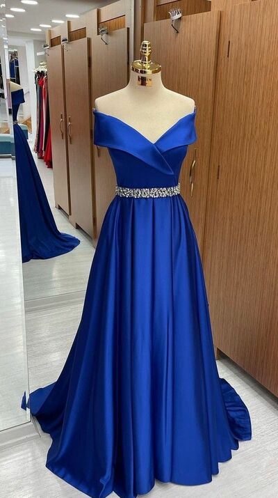 Simple Royal Blue A Line Prom Dress Formal Evening Dresses