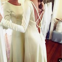 Simple Simple Wedding Dress, Crisscross Back Satin Bridal Dress - Thumbnail 2