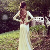 Simple Simple Wedding Dress, Crisscross Back Satin Bridal Dress - Thumbnail 3