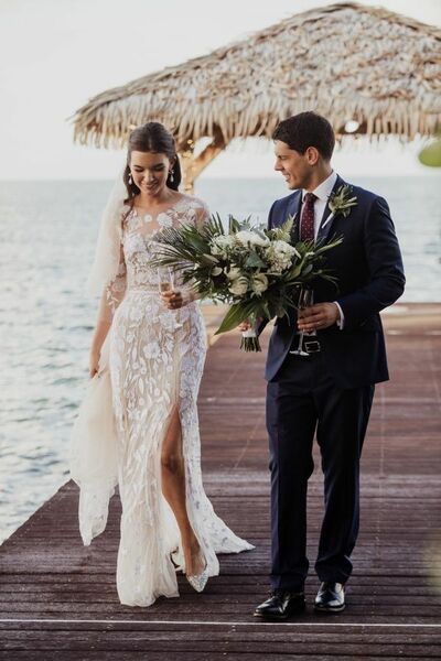 Elegant Sheath Wedding Dress, Appliques Lace Bridal Dress