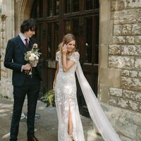 Elegant Sheath Wedding Dress, Appliques Lace Bridal Dress - Thumbnail 1