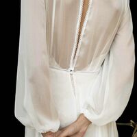 Elegant V-neck Wedding Dress, Long Sleeves Chiffon Bridal Dress - Thumbnail 2