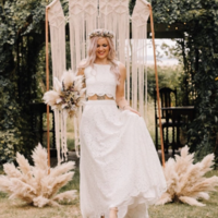 A Line Two Pieces Bohemian Wedding Dresses With Lace Appliques - Thumbnail 1