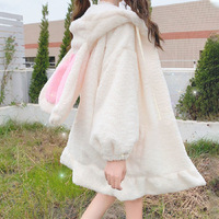  Cute Bunny Ear Hooded Fleece Jacket - Thumbnail 2