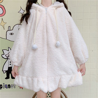 Cute Bunny Ear Hooded Fleece Jacket - Thumbnail 9