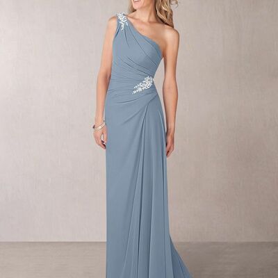  elegant sheath one shoulder chiffon mother of bride groom dress