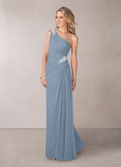  Elegant Sheath One Shoulder Chiffon Mother of Bride Groom Dress