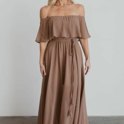  elegant strapless brown mother of bride groom dress