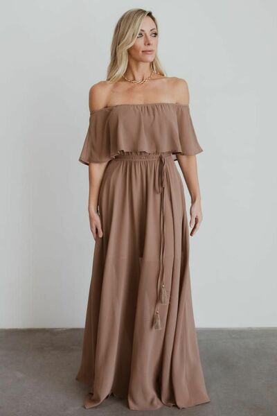  Elegant Strapless Brown Mother of Bride Groom Dress
