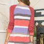 Striped Raglan Long Sleeve Casual Top-2